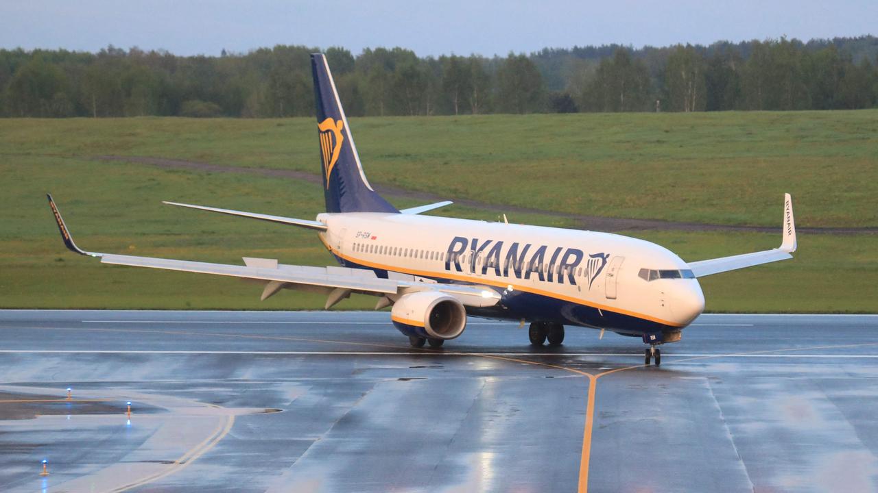 The Ryanair passenger plane from Athens that was diverted to Minsk on the same day by Belarus authorities. Picture: Petras Malukas/AFP