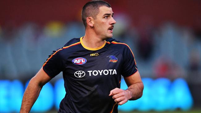 ADELAIDE, AUSTRALIA - AUGUST 11: Taylor Walker of the Crows warms up before the round 11 AFL match between the Adelaide Crows and the Collingwood Magpies at Adelaide Oval on August 11, 2020 in Adelaide, Australia. (Photo by Mark Brake/Getty Images)