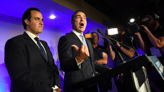 Newly elected South Australian Premier Steven Marshall at the Liberal reception in 2018. Picture: AAP Image/Tracey Nearmy