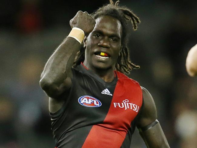 AFL Round 16. Essendon v St Kilda at Etihad Stadium. Anthony McDonald-Tipungwuti celebrates a 2nd qtr goal . Pic: Michael Klein