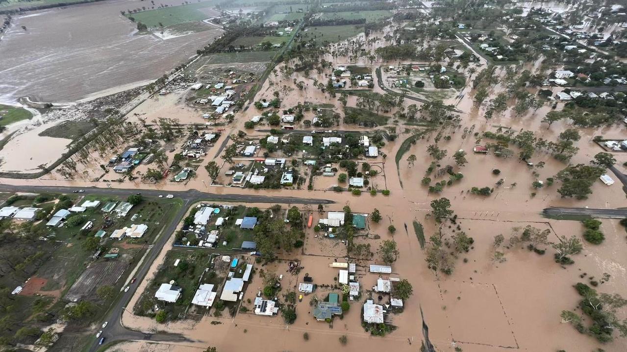 Overhead footage captured by Simon Jenkins of Jandowae in the Western Downs, where clean-up has begun.