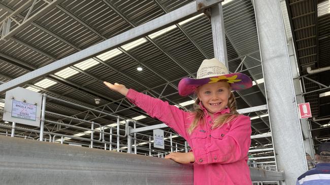 Lucy Shanahan was there supporting her dad, Nutrien auctioneer Xavier Shanahan at the Nutrien Ballarat weaner sale. Picture: Petra Oates