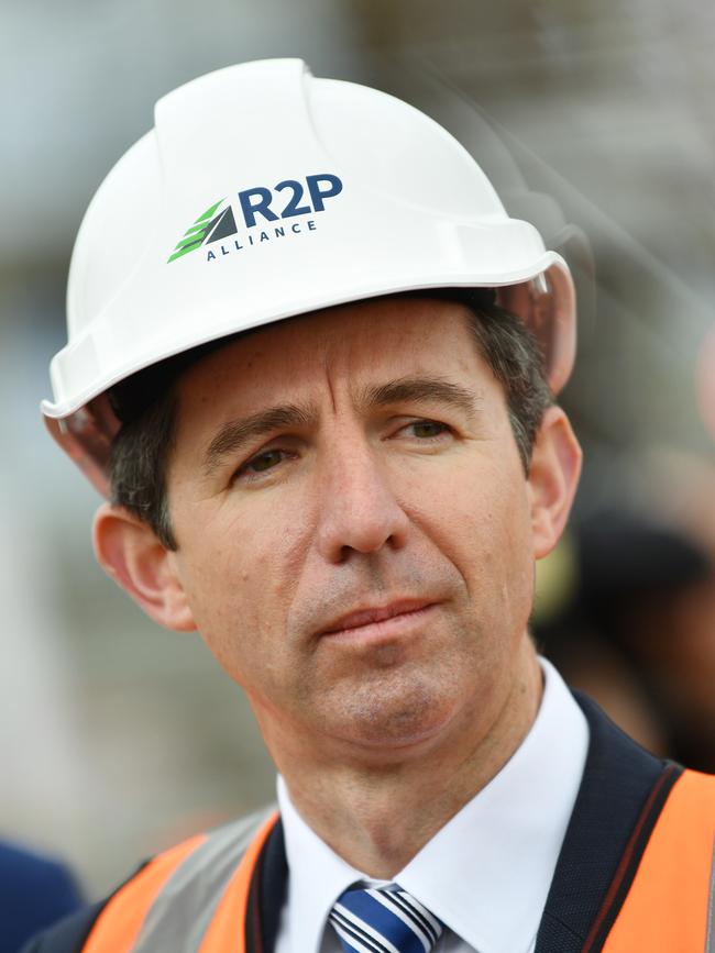 Senator Simon Birmingham is seen during an infrastructure announcement in Croydon, Adelaide on June 24. Picture: AAP