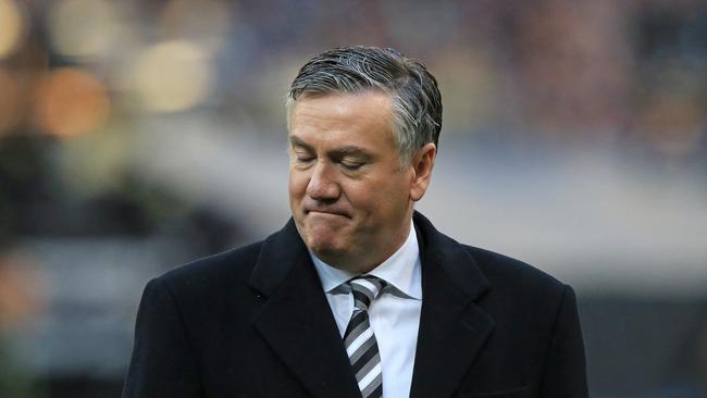 The 2018 AFL Premiership Grand Final. Collingwood Magpies v West Coast Eagles at the MCG. A dejected Eddie McGuire leaves the field. Picture: Mark Stewart