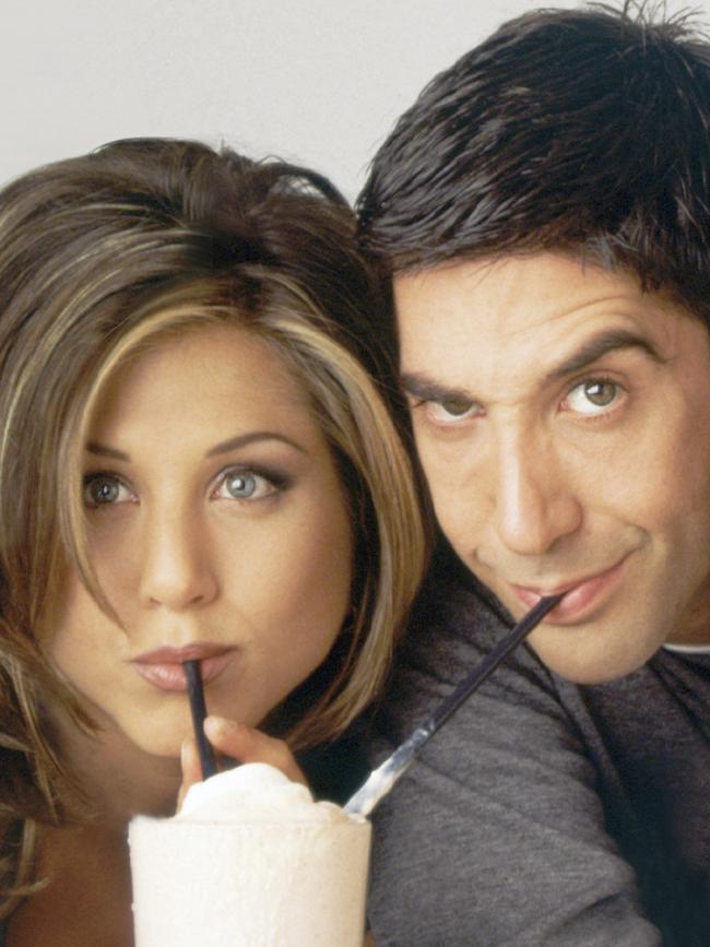 More than Friends: Jennifer Aniston as Rachel Green and her onscreen love interest, David Schwimmer as Ross Geller. Picture: NBC/NBCU Photo Bank via Getty Images