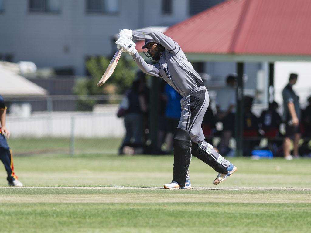 Gurnoor Singh Randhawa bats for Souths Magpies against Metropolitan-Easts in Toowoomba Cricket A Grade One Day grand final at Captain Cook Reserve, Sunday, December 10, 2023. Picture: Kevin Farmer