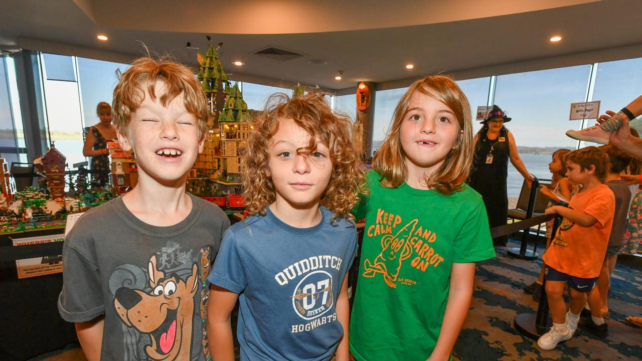 Loving the Harry Potter-themed diorama are Skye Willaton, Rafael Shaked, and Kit Kennedy at the Ballina Brick Event inside the Ballina RSL Club on Sunday, April 16.