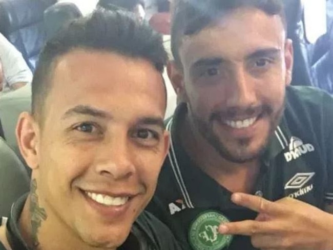 Marcos Danilo Padilha (with teammate Alan Ruschel who survived the crash) was described by his mother as “all passion”. Picture: Snapchat