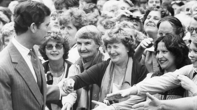 Prince Charles in South Australia during a royal visit in April 1981. Picture: Campbell Brodie