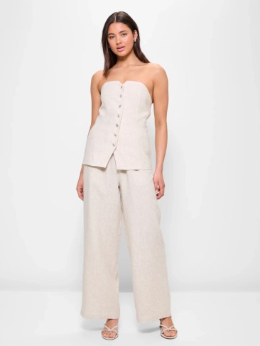 Lily Loves European Linen Button Front Corset Top and Elastic Waist Pants. Picture: Target.