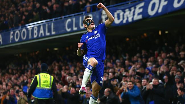 Cesar Azpilicueta celebrates his goal against West Brom.