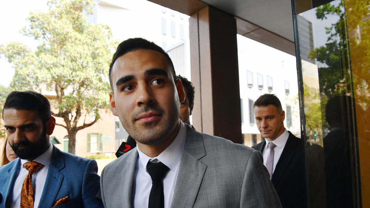 Penrith Panthers NRL player Tyrone May leaves Parramatta Local Court in Sydney in November