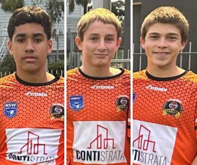 Ty Reynolds, Henry Perkins and Beau Rootsey of Leichhardt Juniors