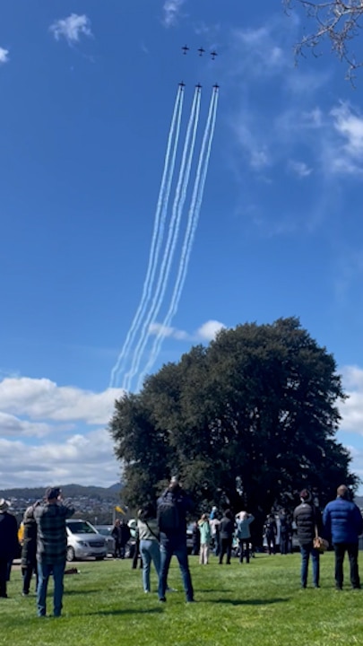 Flyover of multiple RAAF aircraft for the Battle of Britain