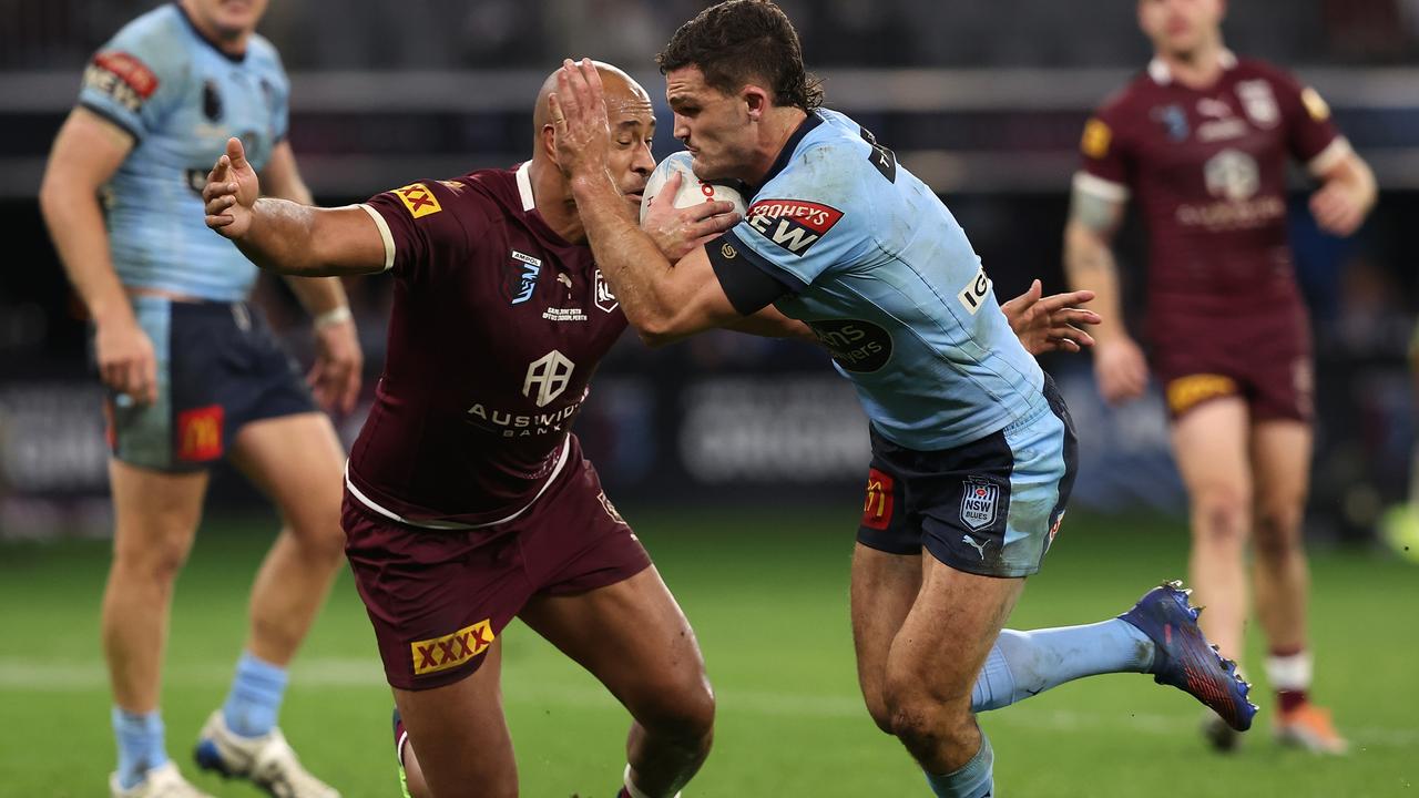 Cleary’s running game broke up the Maroons’ defence. Picture: Paul Kane/Getty Images