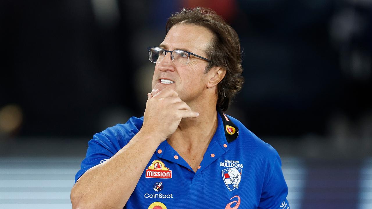 Luke Beveridge has some thinking to do. Picture: Michael Willson/AFL Photos via Getty Images