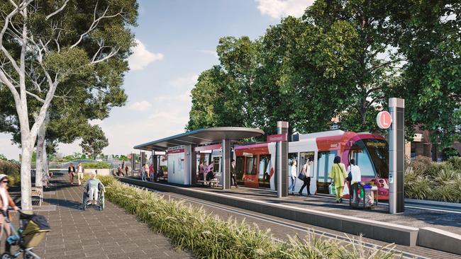 An artist’s impression of the Westmead stop on the Parramatta Light Rail.