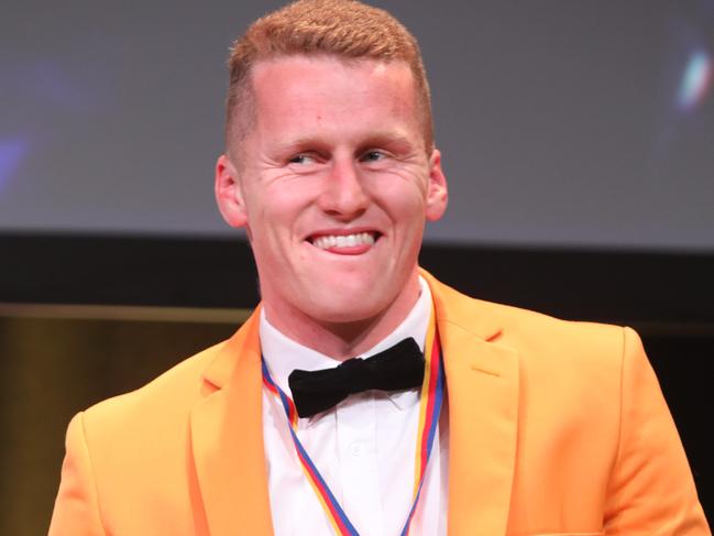 At the Adelaide Convention Centre, guests arrive for the presentation of the Crows Best and Fairest awards. Reilly OÃBrien after winning the coveted yellow jacket as the clubÃs Champion. 25 September 2020. Picture Dean Martin