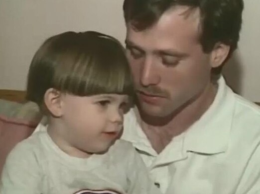 Aaron with his dad Michael Haim after the murder of his mother, Bonnie Haim. Picture: Supplied