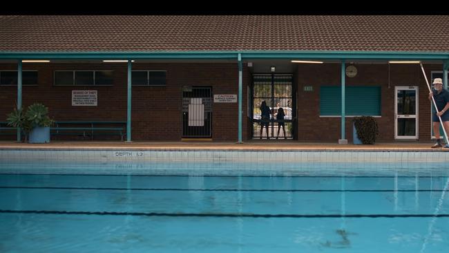 The Beenleigh Aquatic Centre was closed ‘for maintenance’ in this scene. Picture: Netflix.