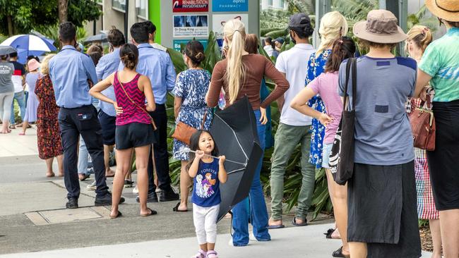 Queue for Covid-19 testing at Princess Alexandra Hospital in Brisbane. Picture: Richard Walker