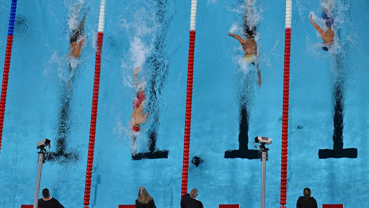 Pan Zhanle’s winning gap in the 100m freestyle. Picture: Manan Vatsyayana / AFP