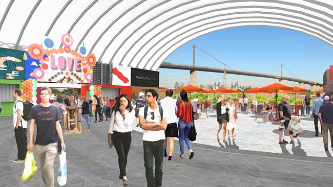 Food vendors will operate from under the dome with views of the West Gate Bridge.