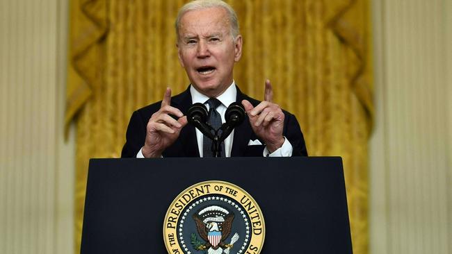 Joe Biden has warned Moscow of instant reaction if Russia invades Ukraine.this week. Picture: AFP.