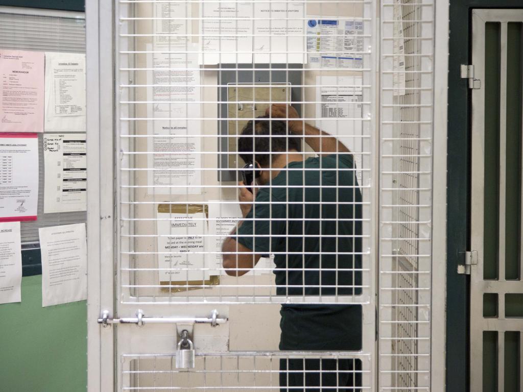 An inmate uses the phone in a unit inside the Goulburn Supermax prison where Milat was until recently the longest serving inmate.