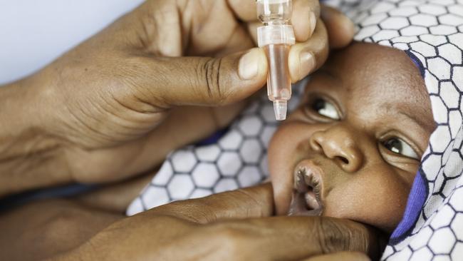 A baby rececives a polio vaccination in Africa. Picture: iStock