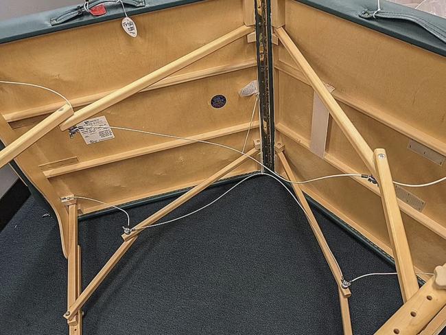 A photograph of the massage table used at Jeffrey Epstein’s Palm Beach mansion. Picture: US District Attorney Office