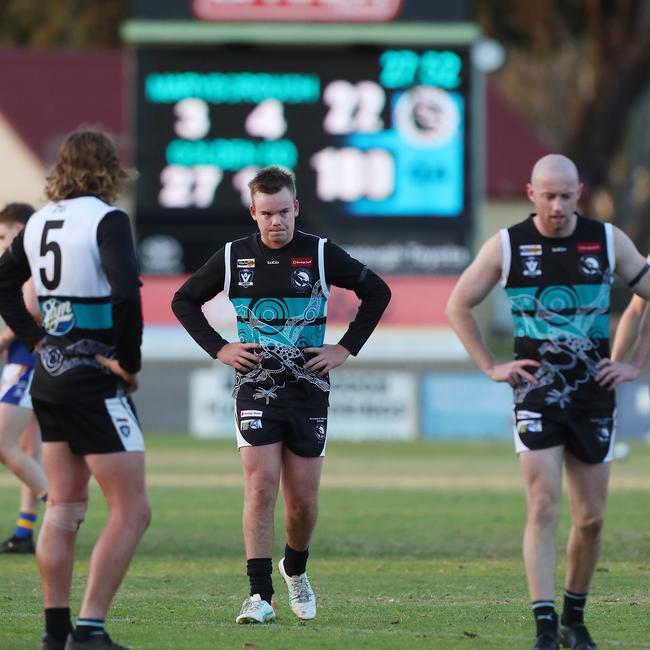 Maryborough suffered a heavy loss to reigning premiers Golden Square on Saturday. Picture: Yuri Kouzmin