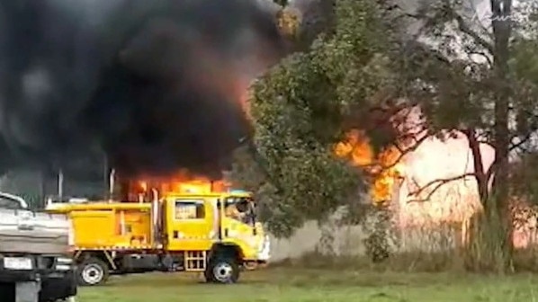 Fire crews and volunteers at the Russell Island fire in August. Picture: Contributed