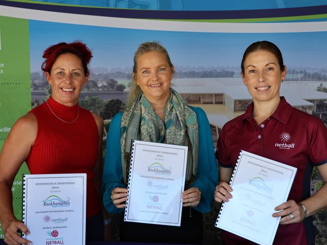 Simone Hitchcock , Cr Cherie Rutherford and Kate Davies