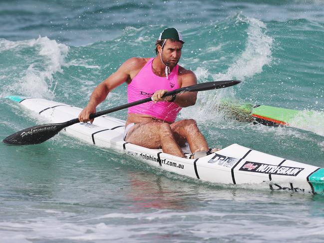 Former champ Zane Holmes in action at the Queensland Surf Life Saving Championships.