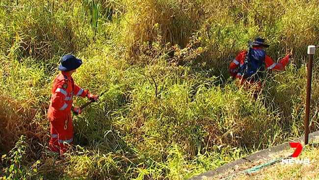 State Emergency Service volunteers scour Maroochydore scrub and properties for clues after David Collin was murdered. Picture: 7 News