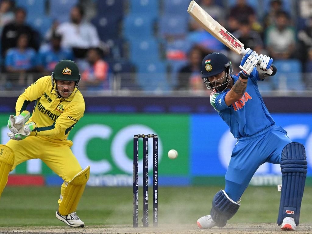 Virat Kohli plays a shot during the ICC Champions Trophy semi-final cricket match against Australia at the Dubai International Stadium. Picture: AFP