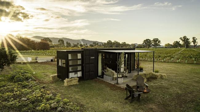 Upcycled shipping container at Dal Zotto Wines, Victoria. Picture: Supplied