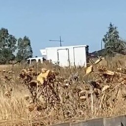 Footage has emerged on social media of someone carelessly dumping furniture out the back of a truck neat Melton Station. Picture: Supplied