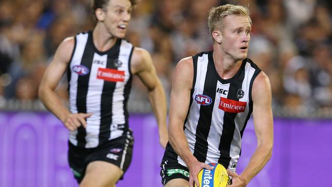 AFL. Round 3. 06/04/2019. Collingwood v West Coast at the MCG. Collingwood's Jaidyn Stephenson. Pic: Michael Klein.