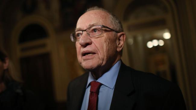 Attorney Alan Dershowitz, a member of President Donald Trump's legal team, speaks to the press in the Senate Reception Room during the Senate impeachment trial at the US Capitol on January 29, 2020 in Washington, DC.