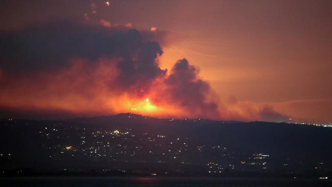 Smoke and fire on the Lebanese side of the border with Israel, after Israel said it had noted Hezbollah preparing to attack Israel and had carried out pre-emptive strikes on Hezbollah targets in Lebanon. Picture: Reuters