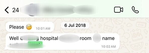 A text message from the man while admitted to hospital using the Medicare details of an Australian citizen.