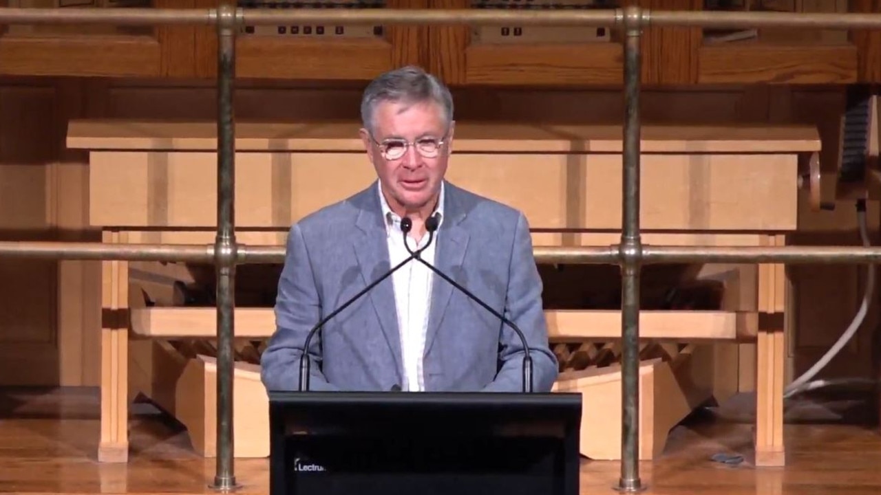 Olympian cyclist Melissa Hoskins’ father Peter speaks at her Adelaide memorial. Picture: YouTube