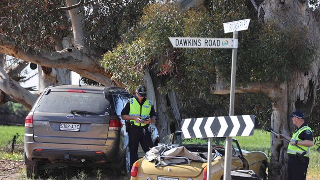 Police at a serious crash between a MG and Ford SUV on the intersection of Boundary and Dawkins Road, Lewiston. Picture: Russell Millard