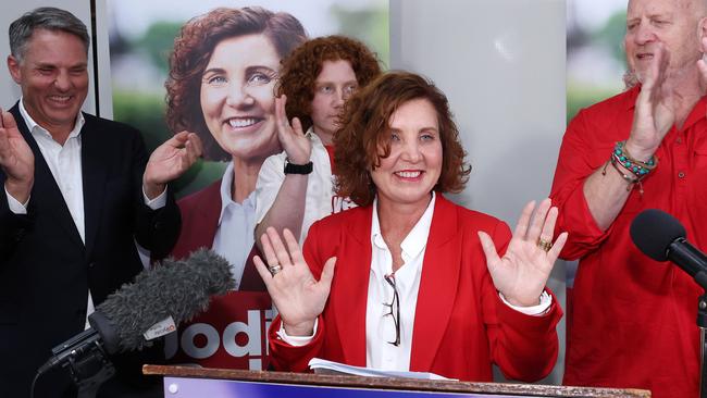 Jodie Belyea Gives her victory speech in Frankston. Picture: Mark Stewart