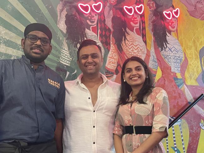 Masala Theory at the Hub near Bondi beach. in picture, (L-R) Head Chef Sreekanth Munnangi, Owner on a white shirt Yashpal Erda and the architect Aakanksha Kapse.