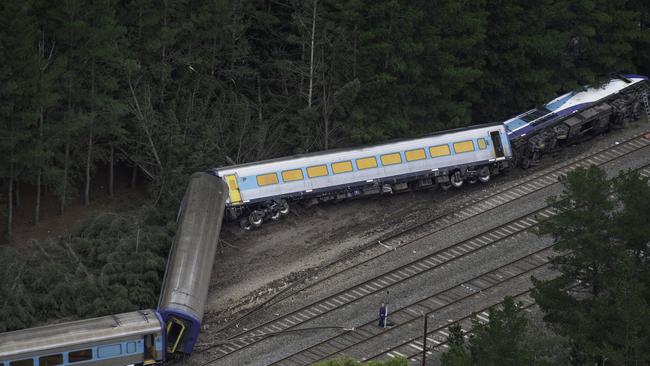 The train driver and his pilot were killed when the train derailed. Picture: Tony Gough