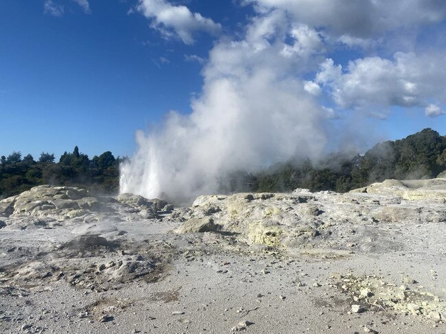 Visitors can get up and close to Rotorua’s geysers. Picture: Supplied/Brielle Burns