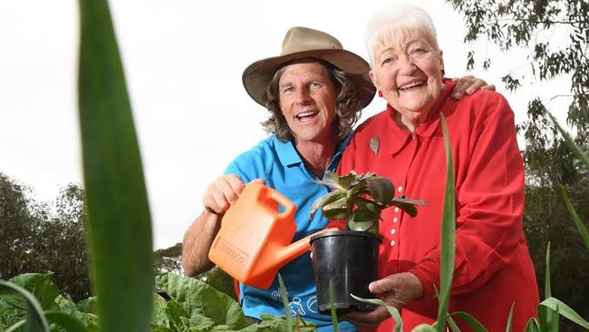 Horticultural Therapist at Dean Gaston gardening with Germ Hird 87 who is an aged care resident at ECH. STORY is about the quirky jobs available in aged care. Pic: Tricia Watkinson